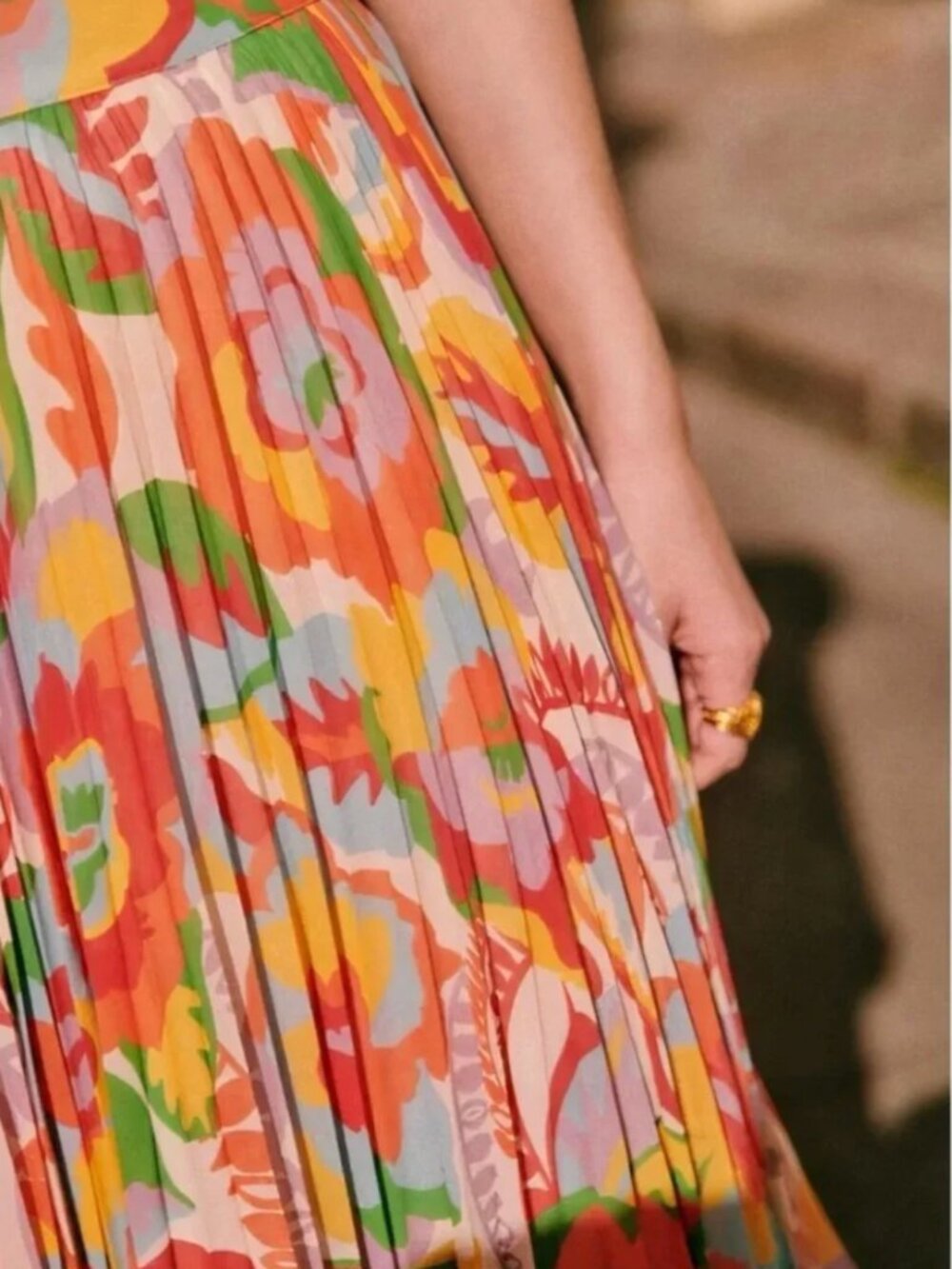 Sezane Dilo Midi Skirt Seventies Floral Pleated French Colorful Retro - Picture 2 of 9